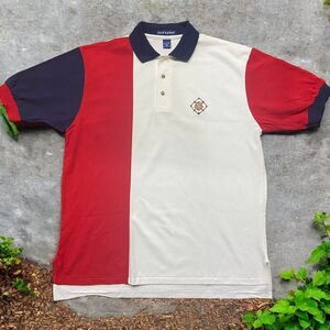Swingster Vintage 90s AAU USA Color Block Red White Blue Polo Shirt Men's XL